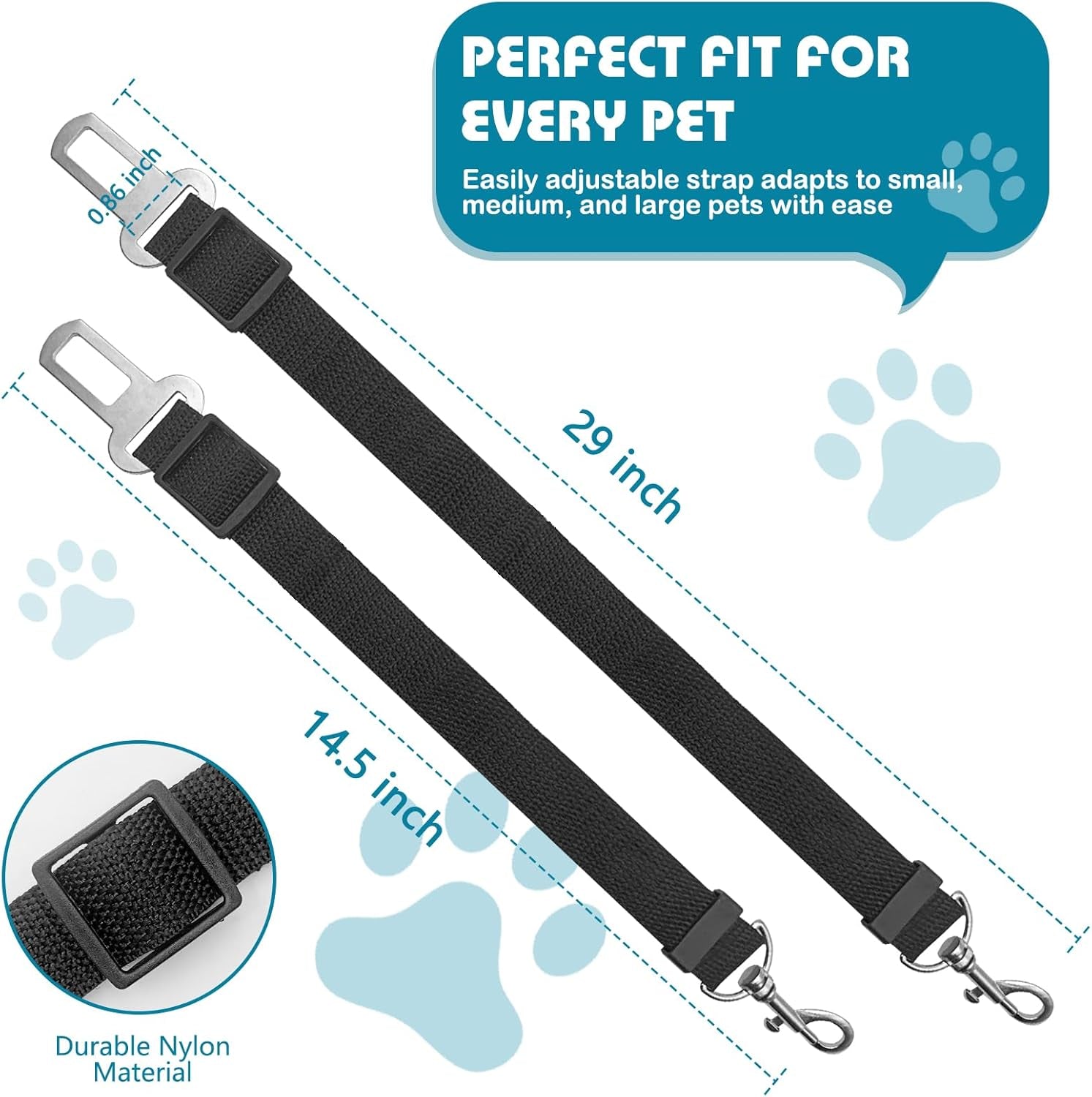 2 Pack Adjustable Dog Seat Belt for Car - Paw Fit Gears